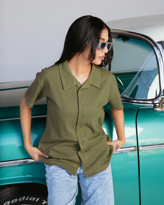 Greyish Brown Vogue Interlock Polo Shirt Unisex