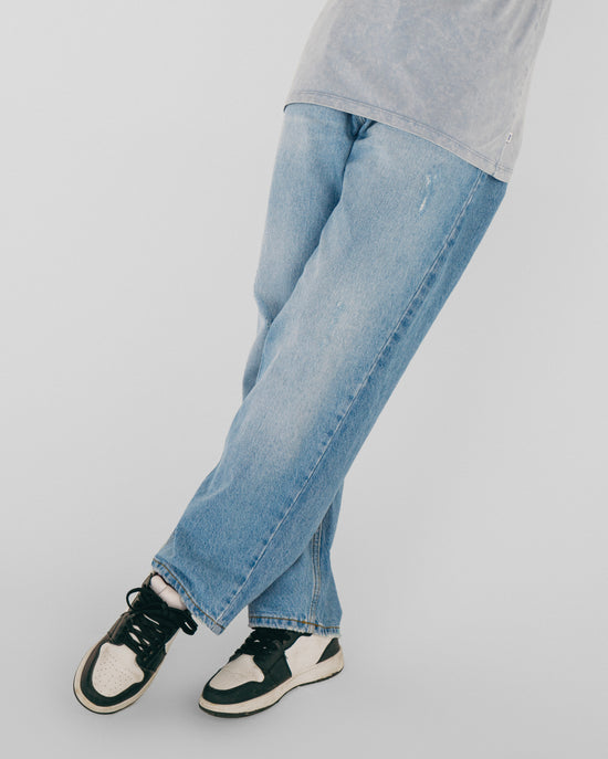 Loose Fit Rigid Denim Jeans Light Blue