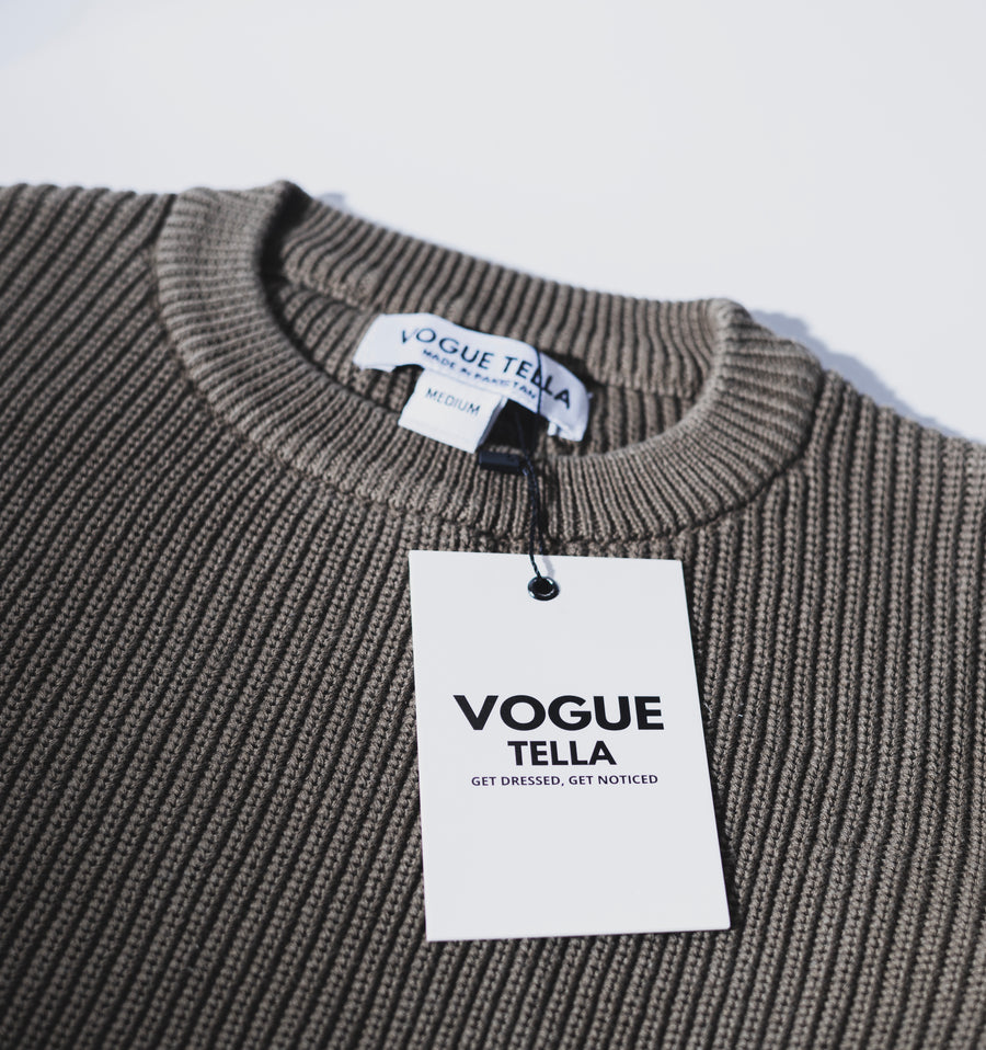 VOGUE MEN'S CREWNECK PULLOVER SWEATER LONG SLEEVE OLIVE
