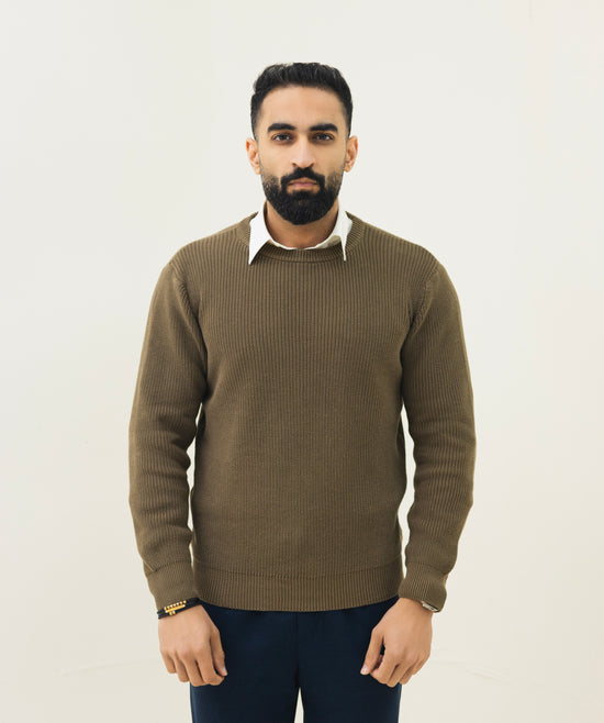 VOGUE CREWNECK PULLOVER SWEATER LONG SLEEVE OLIVE