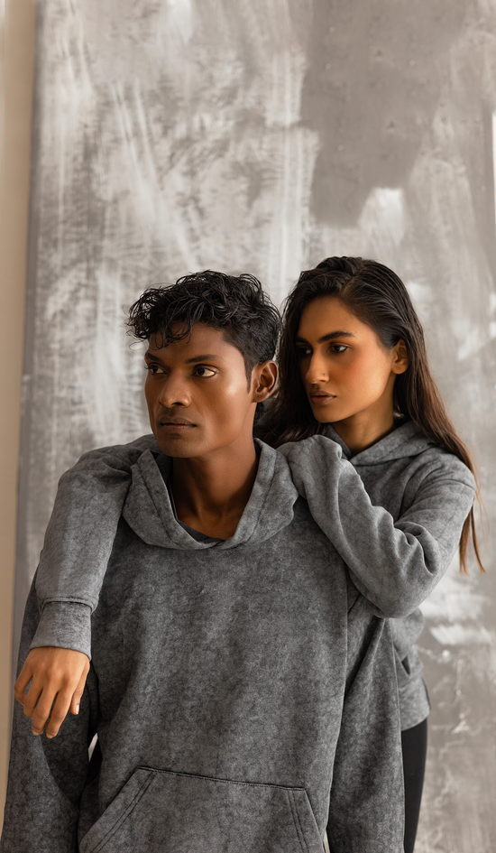 Men And Women Pullover Acid Wash Hoodie