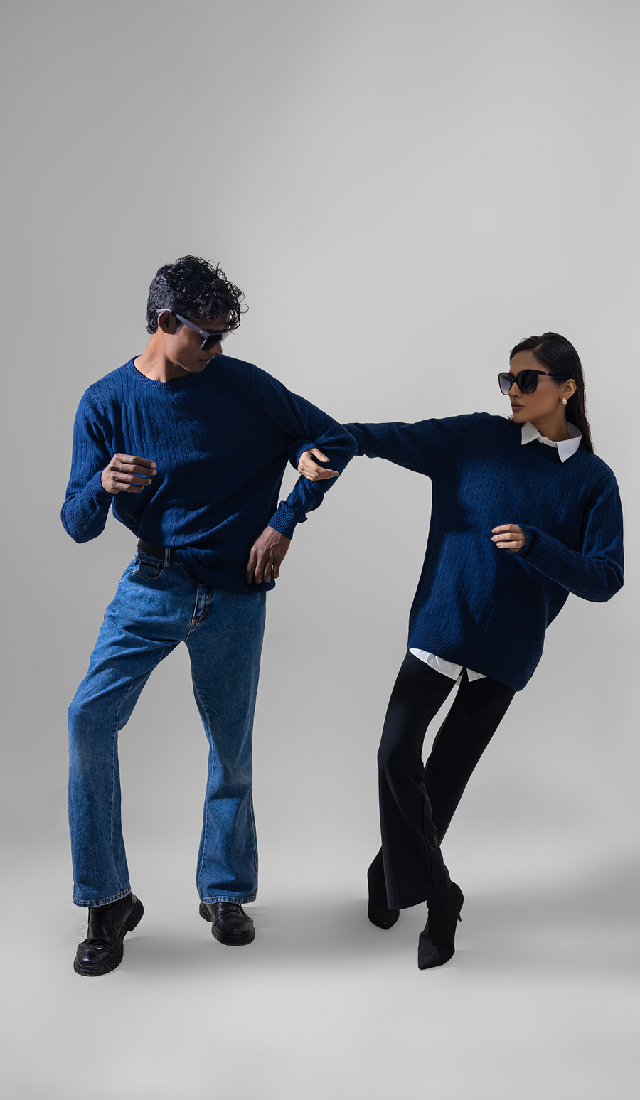 VOGUE MEN'S CREWNECK PULLOVER SWEATER LONG SLEEVE NAVY BLUE