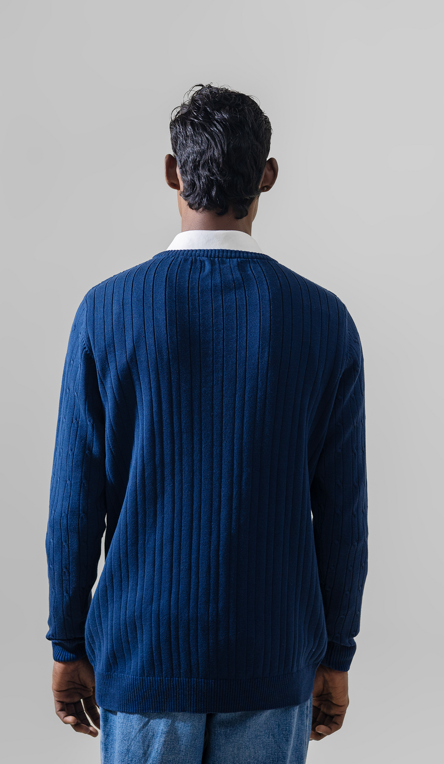 VOGUE MEN'S CREWNECK PULLOVER SWEATER LONG SLEEVE NAVY BLUE