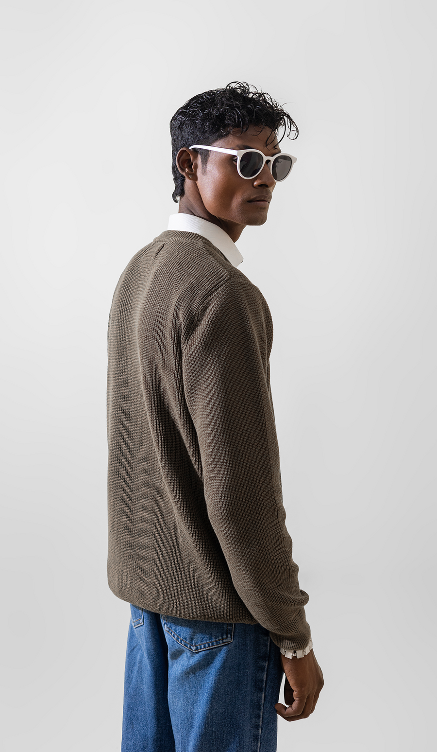 VOGUE MEN'S CREWNECK PULLOVER SWEATER LONG SLEEVE OLIVE