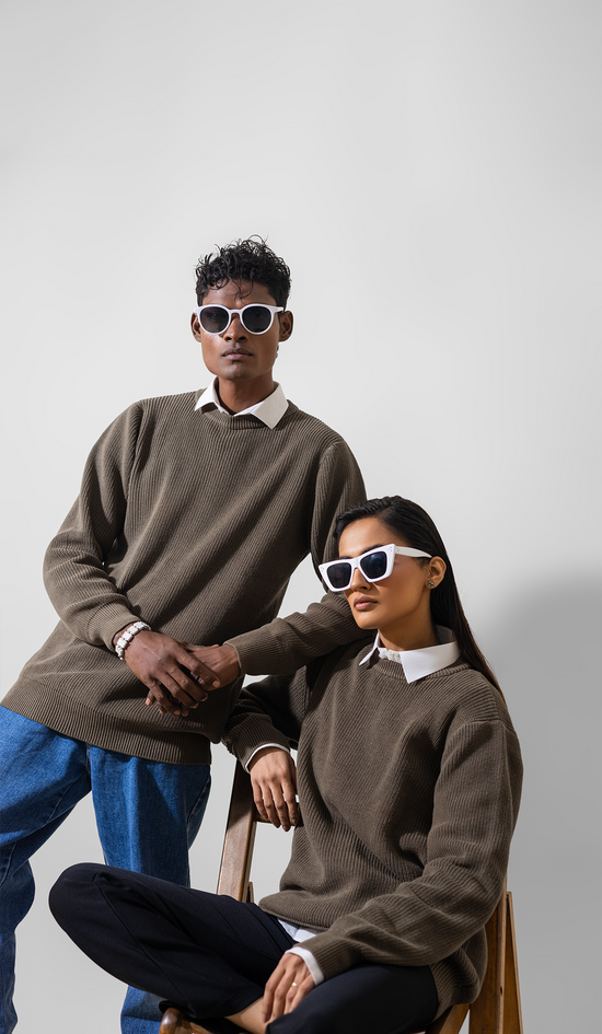 VOGUE CREWNECK PULLOVER SWEATER LONG SLEEVE OLIVE