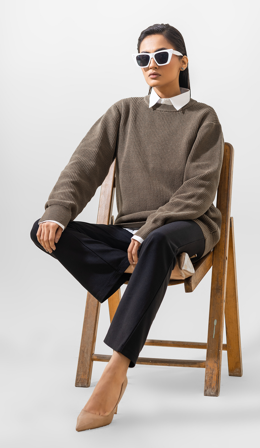 VOGUE MEN'S CREWNECK PULLOVER SWEATER LONG SLEEVE OLIVE