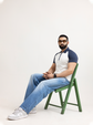 Men Solid Patchwork Polo Shirt