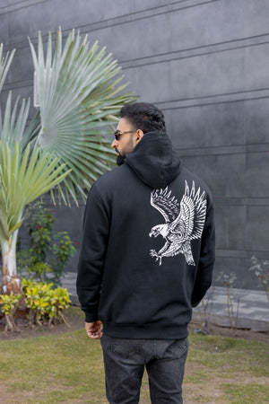 Vintage Eagle Printed Hoodie for Men / Couples Cool Animal Graphic Hooded Pullover