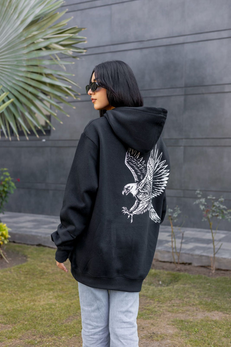 Vintage Eagle Printed Hoodie for Men / Couples Cool Animal Graphic Hooded Pullover